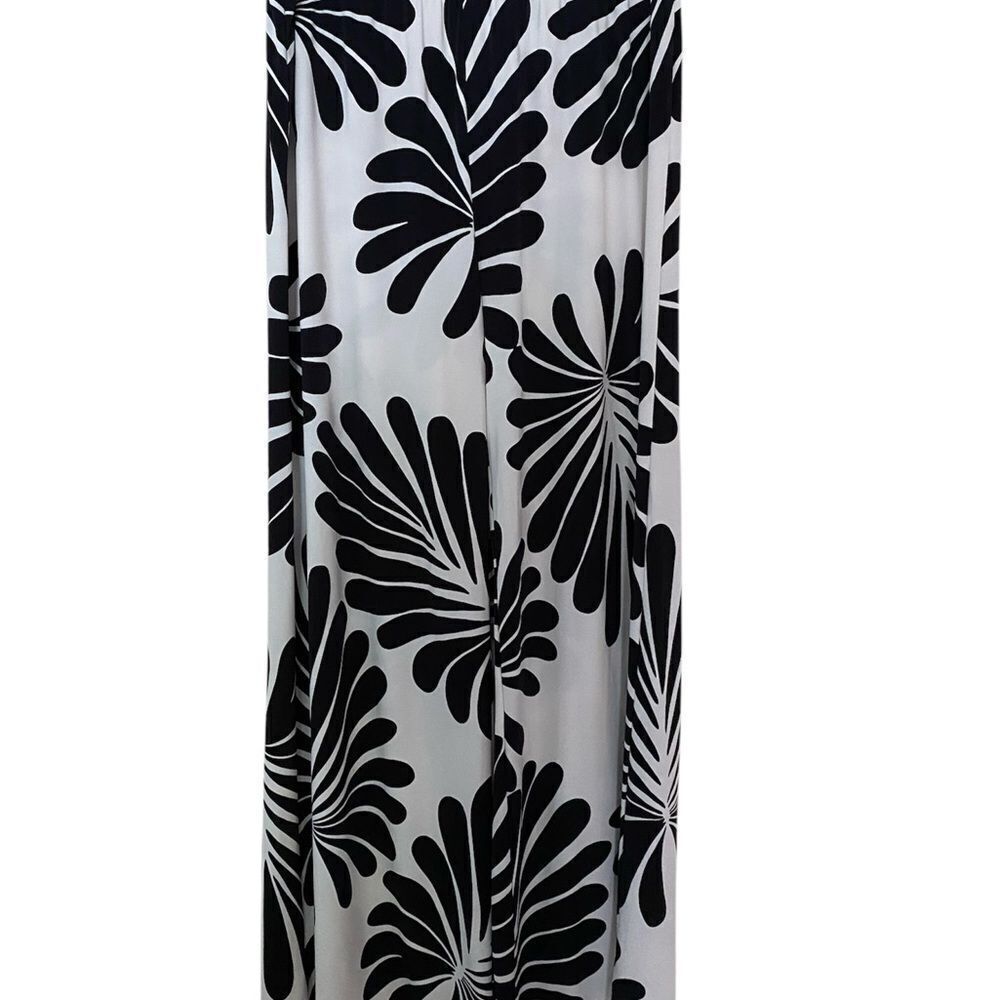 Chico’s Black and White Leaf Print Wide Leg Pant